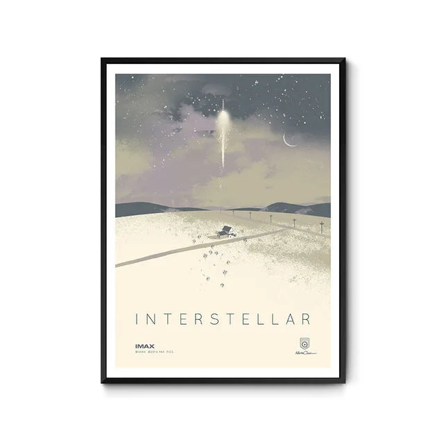 Interstellar Sci-Fi-Filmplakat | Leinwandkunst im nordischen Stil | Wanddekoration mit Weltraummotiven | Druck für Zuhause