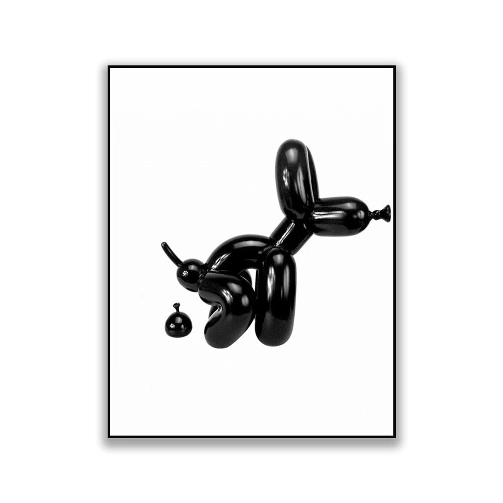 Poster | Pop Art Abstract Balloon Dog | Funny Bathroom Wall Decor | Modern Canvas Painting | Home Mural