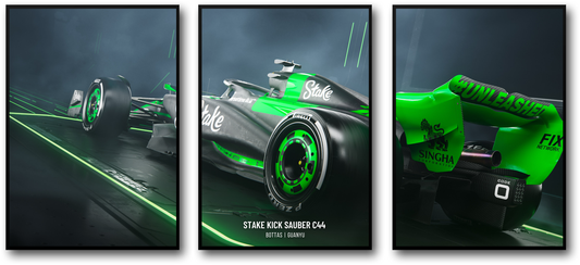 3-Piece Wall Art | Stake Kick Sauber F1 | Formula 1 Racing Car Poster Set | High-Speed Motorsport Art Print Decor | Home Office Wall Decor | Sport Car Canvas Art | Auto Racing Enthusiast Gift
