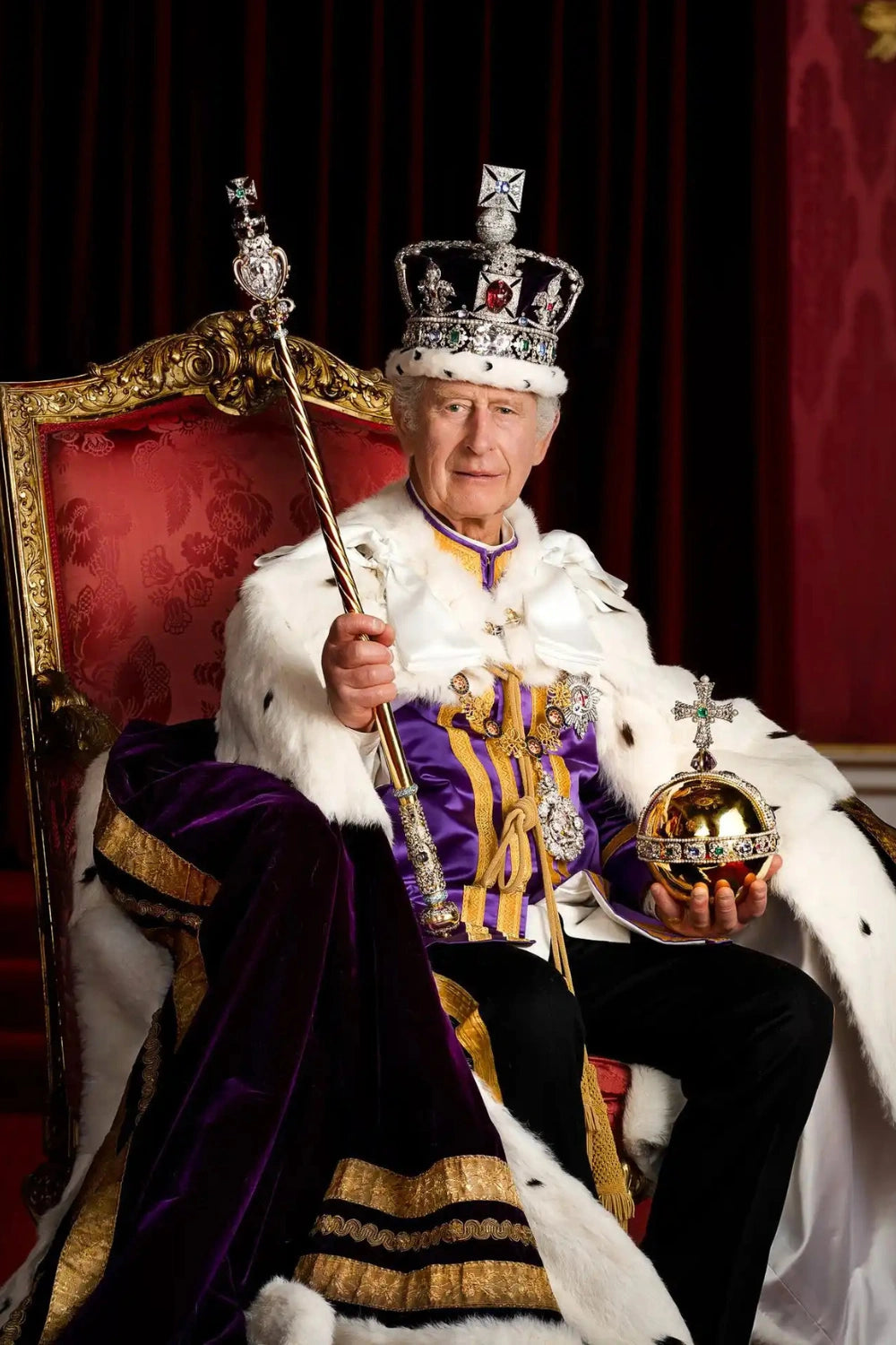 King Charles III Coronation Poster | Authentic Portrait in Full Regalia | Collector's Item for Royal Family Enthusiasts