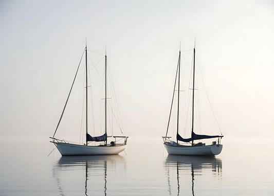 Two Sailing Boats during a Sunrise - Landscape