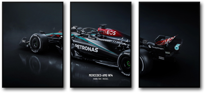 3 Piece Wall Art | Mercedes Formula 1 Car Poster Set | Lewis Hamilton Motorsports Decor | High Definition F1 Racing Prints | Home Interior Wall Decoration | Triple Panel Artwork | Race Car Fans Gift