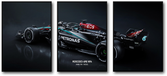 3 Piece Wall Art | Mercedes Formula 1 Car Poster Set | Lewis Hamilton Motorsports Decor | High Definition F1 Racing Prints | Home Interior Wall Decoration | Triple Panel Artwork | Race Car Fans Gift