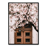 Tür mit rosa Blumen | Florale Dekoration