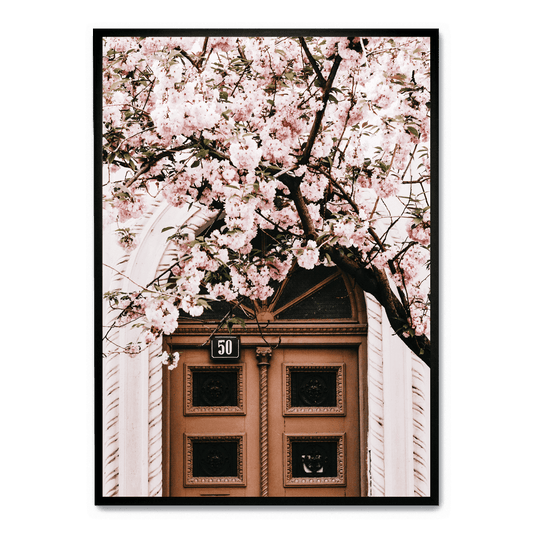 Door And Pink Flowers