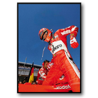 Monaco Formula 1 Poster | Vintage Grand Prix Racing Art | Ferrari F2000 | Vodafone | Michael Schumacher Grid Scene