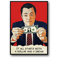 Poster „The Wolf of Wall Street“ | Leinwandbild mit Leonardo DiCaprio | Klassische Filmkunst | Wohnzimmerdekor | Wanddrucke für Zuhause