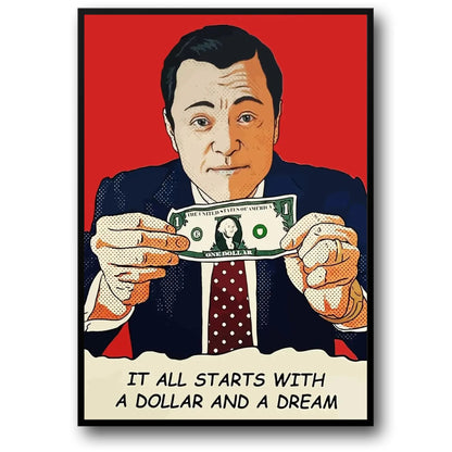 Poster „The Wolf of Wall Street“ | Leinwandbild mit Leonardo DiCaprio | Klassische Filmkunst | Wohnzimmerdekor | Wanddrucke für Zuhause