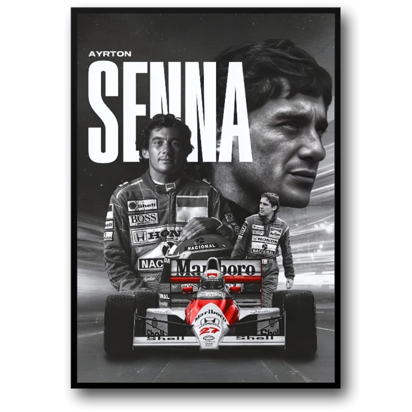 Ayrton Senna F1-Rennfahrer-Poster | Heimdekor-Wandkunst für Wohnzimmer, Schlafzimmer, Bar, Café