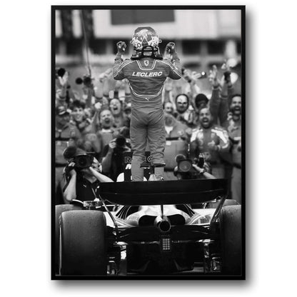 Schwarz-weißes Vintage-Poster des F1-Rennwagens von Monaco | Sportwagen-Wandkunst auf Leinwand | Bilder zur Heimdekoration