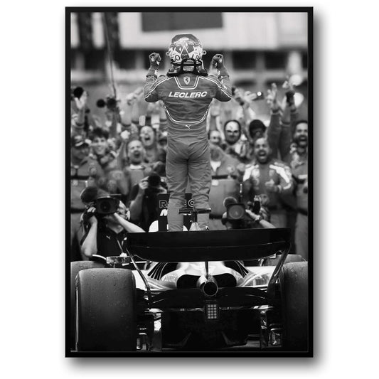 Black & White Vintage F1 Monaco Racing Car Poster | Sports Car Canvas Wall Art | Home Decor Pictures