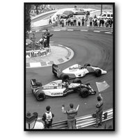 Schwarz-Weiß-Vintage-F1-Rennen | Monaco-Sportwagen-Fotoposter | Leinwandbild, Wandkunst | Wohndekor