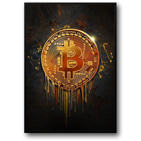 Bitcoin Gold Drip Poster  Digital Currency Art, Crypto Wall Decor | Home Decor | Decoration Poster