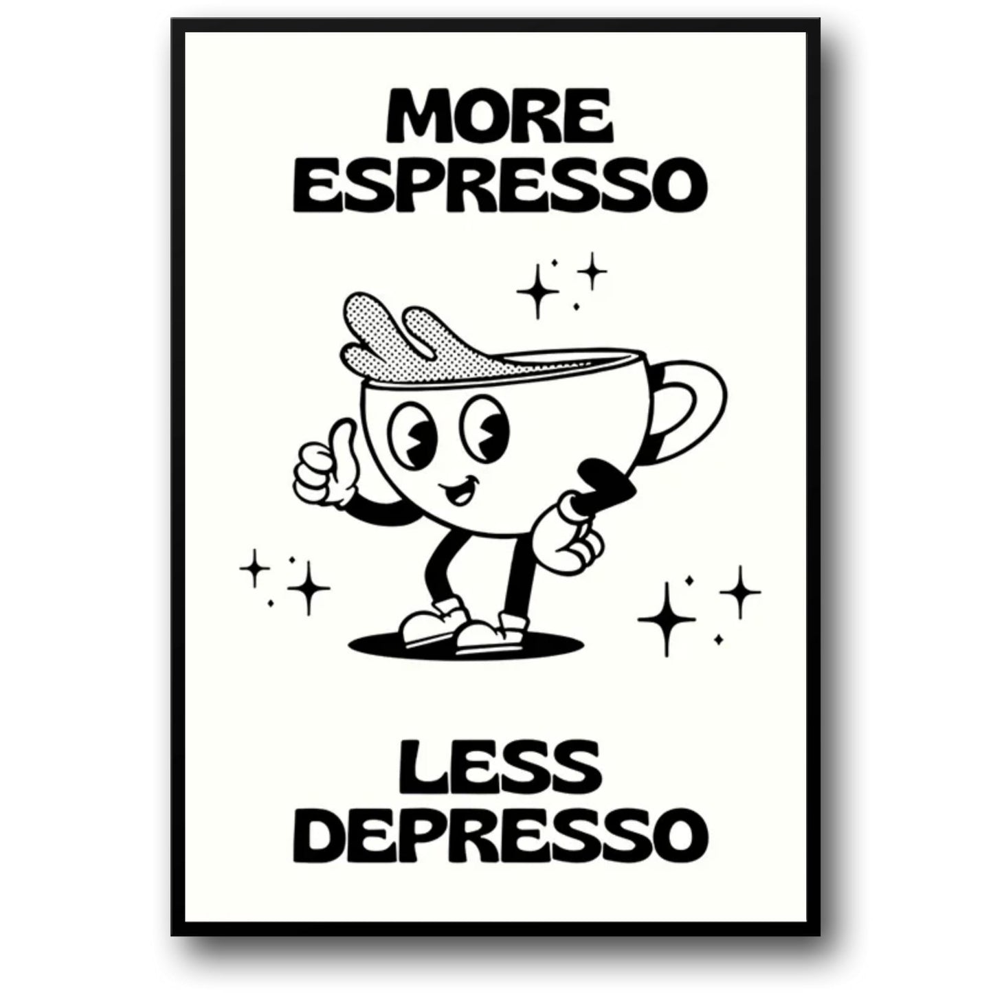 More Espresso Less Depresso | Vintage Cartoon | Pink Simplicity