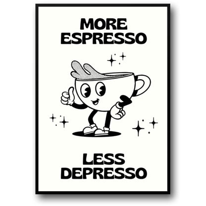 More Espresso Less Depresso | Vintage Cartoon | Pink Simplicity