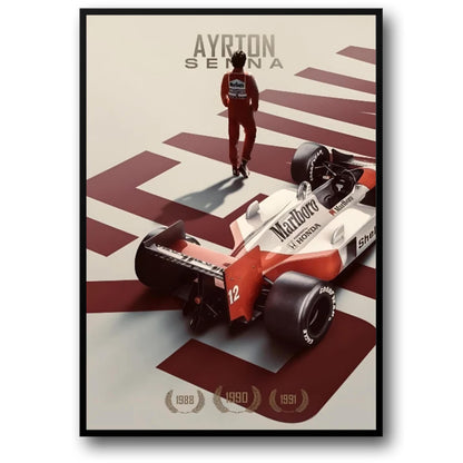 Poster der Rennsportlegende Ayrton Senna | Kunstwerk zur Heimdekoration | Wohnzimmer | Schlafzimmer | Eingang | Bar | Café
