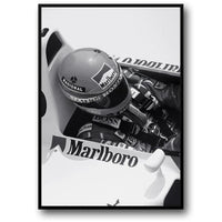 Vintage F1 Monaco Rennplakat | Schwarz-Weiß-Sportwagen-Fotoleinwand | Wand-Kunst-Dekor