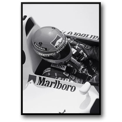 Vintage F1 Monaco Rennplakat | Schwarz-Weiß-Sportwagen-Fotoleinwand | Wand-Kunst-Dekor