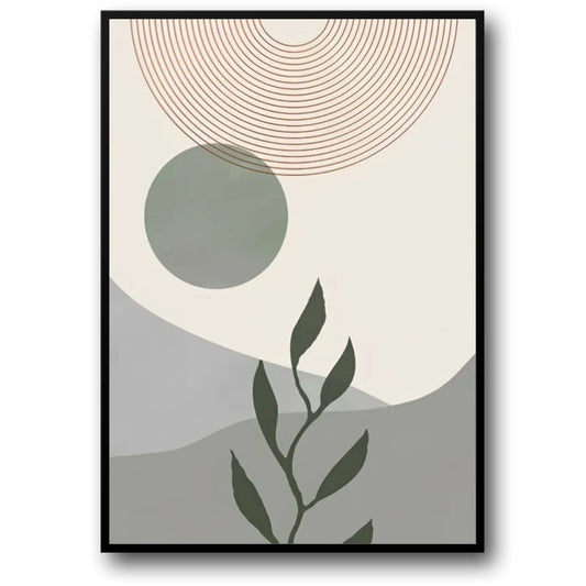 Celestial Garden Poster | Sun and Leaves Design | Botanical Wall Art Decor | Nature-inspired Home Decor