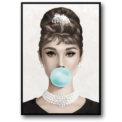 Audrey Hepburn | Vintage Pop Kunst | Zwart & Wit Retro Glamour