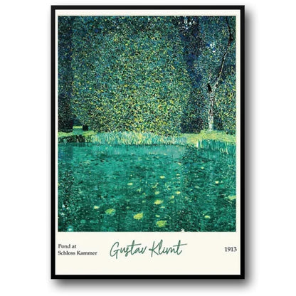 Gustav Klimt Vijver Scene | Attersee Impressionistisch | Levendige Art Nouveau