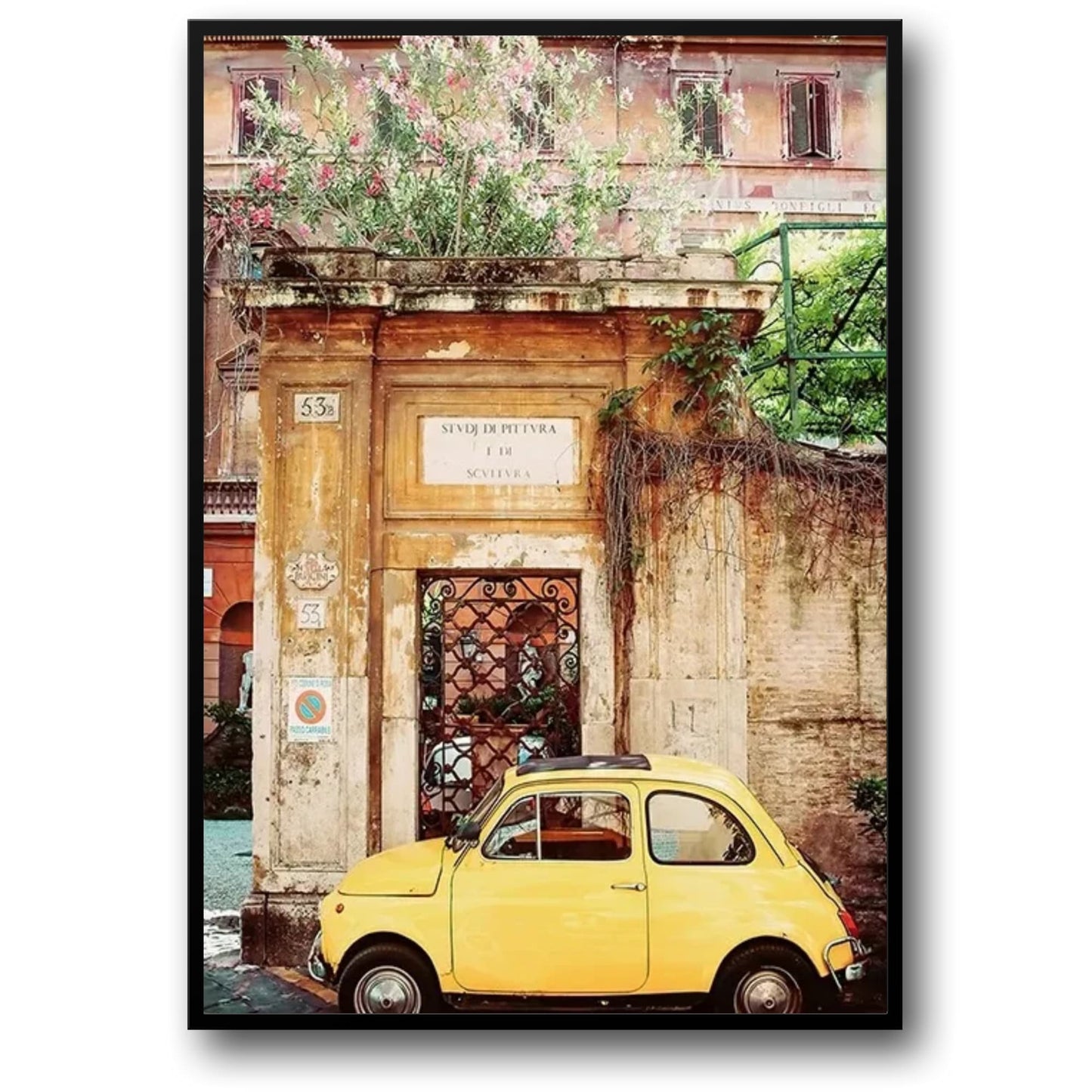 Gele Fiat 500 | Vintage Italiaanse Scene