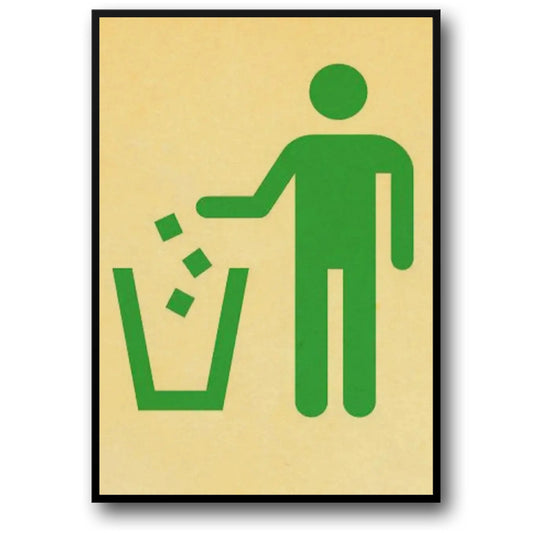 Garbage Can Warning Sign Poster | Vintage Decor | Industrial Danger Art Print