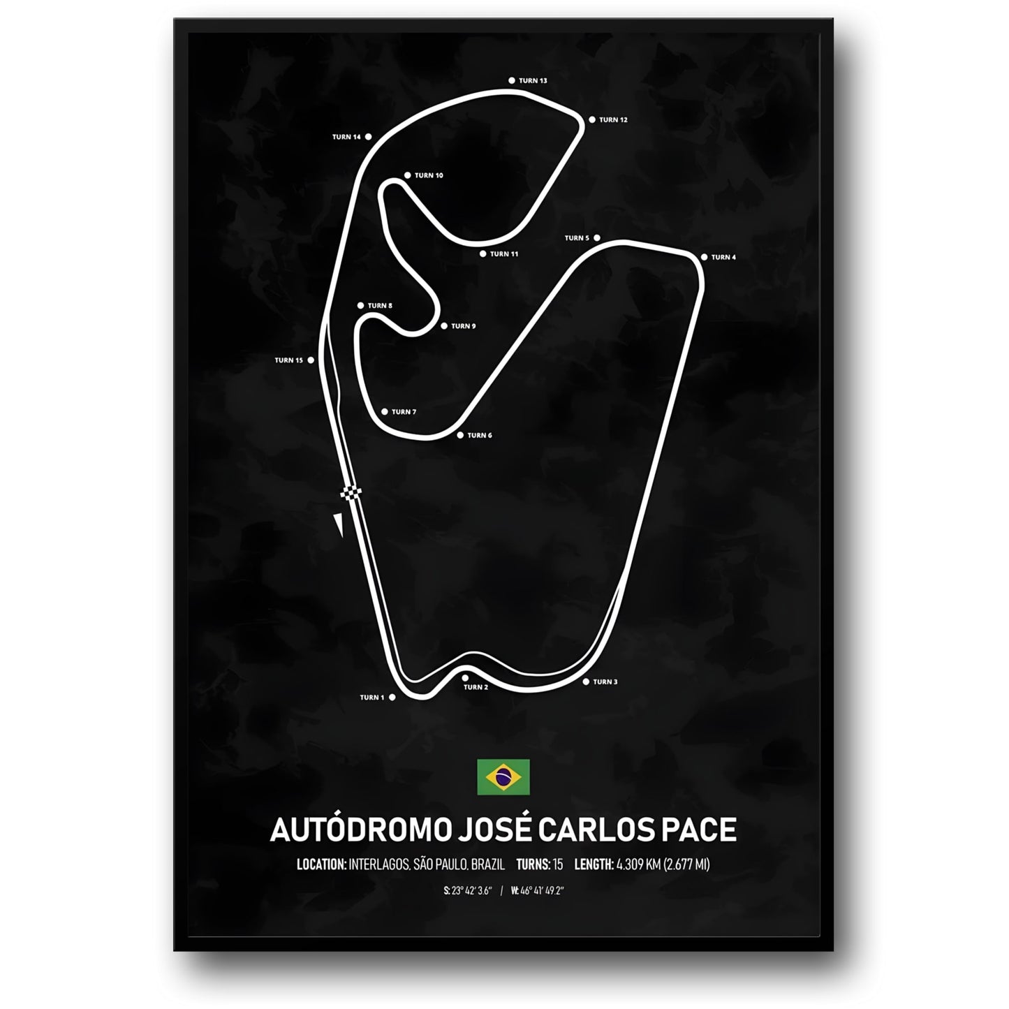 Autdromo Jos Carlos Pace (Interlagos) Formel-1-Poster | Brasilien | São Paulo | Klassische brasilianische Grand-Prix-Strecke | Unverzichtbare F1-Rennstreckenposter