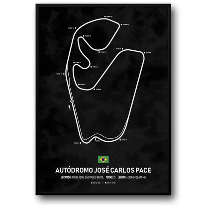 Autdromo Jos Carlos Pace (Interlagos) Formel-1-Poster | Brasilien | São Paulo | Klassische brasilianische Grand-Prix-Strecke | Unverzichtbare F1-Rennstreckenposter