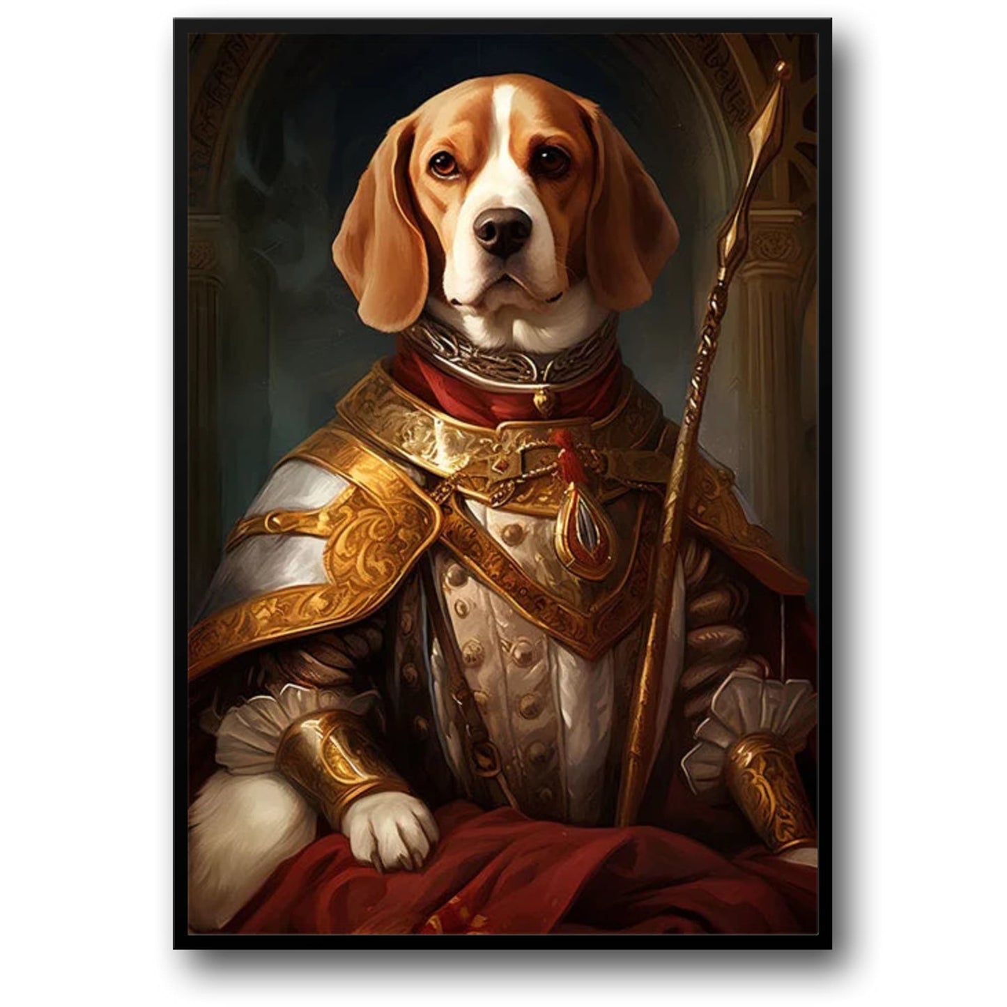 Beagle Poster | Noble Sentinel | Featuring Beagle Dog in Royal Garb | Decorative Artwork for Home Decor