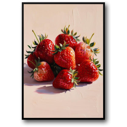 Aardbei Kunst | Botanische Stijl | Levendig Rood