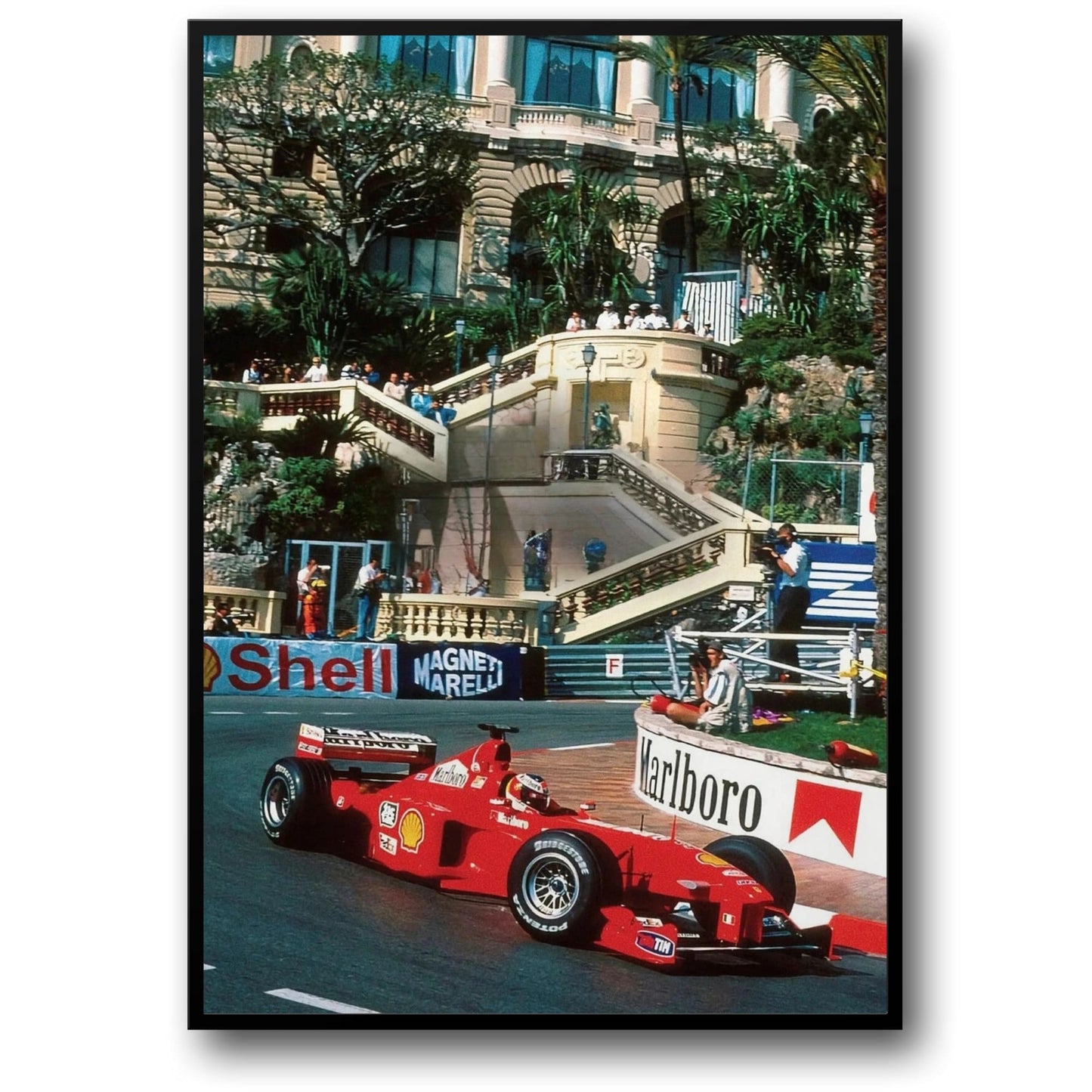 Monaco Formel 1 Poster | Vintage Grand Prix Kunst | Ferrari F2001 Tribut | Michael Schumacher Rennszene