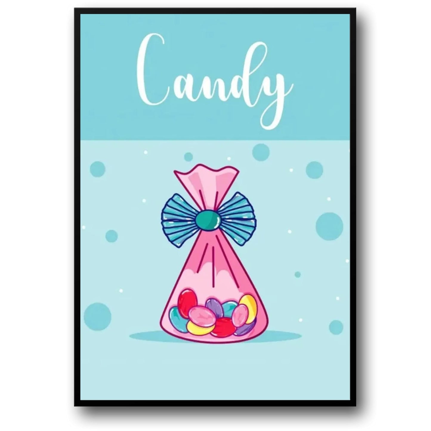 Skittles-Poster mit Tüte | Bunter Süßigkeiten-Kunstdruck | Wandkunst für die Inneneinrichtung | Regenbogen-Süßigkeiten-Poster für Küche oder Wohnzimmer | Lebendiges Skittles-Kunstdisplay