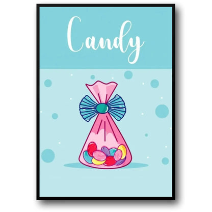 Skittles-Poster mit Tüte | Bunter Süßigkeiten-Kunstdruck | Wandkunst für die Inneneinrichtung | Regenbogen-Süßigkeiten-Poster für Küche oder Wohnzimmer | Lebendiges Skittles-Kunstdisplay