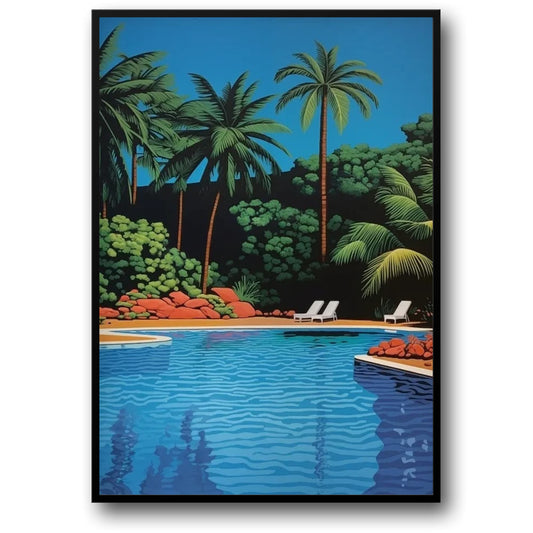 Hiroshi Nagai Poster | Vaporwave Japanese Tropical Beach City Car | Wall Art Canvas Painting Decor