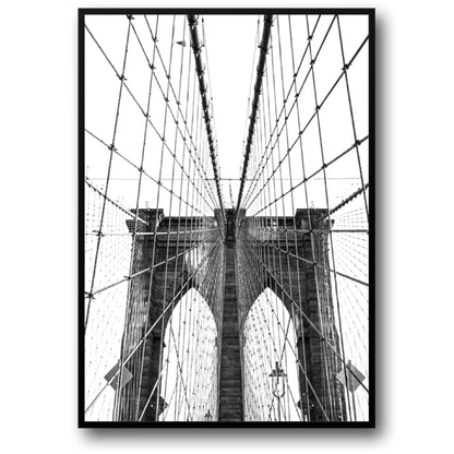 Linien und Symmetrie der Brooklyn Bridge | Kultige Hängebrücke von NYC | Wohndekor | Dekorationsposter