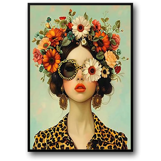 Frau mit Blumenhut | Blumenporträt