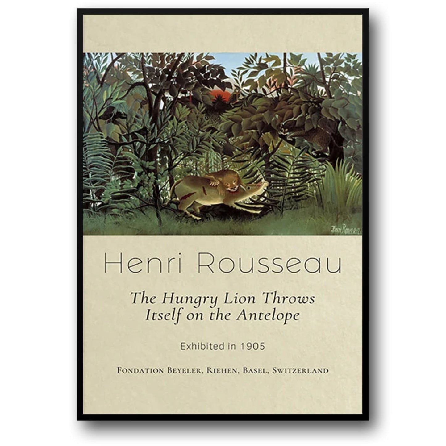 Henri Rousseau | De Hongerige Leeuw | Wilde Dieren Tafereel
