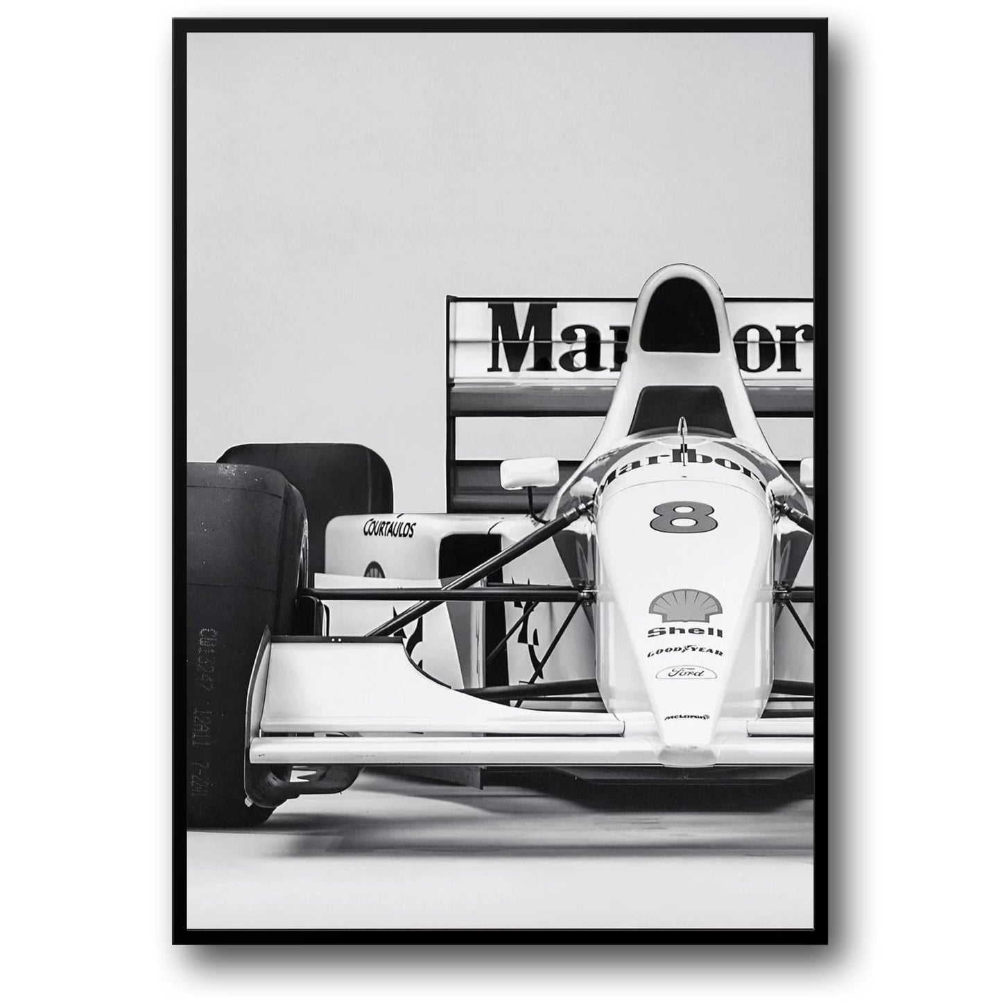 Vintage F1 Monaco Rennen | Schwarz-Weiß-Sportwagen-Kunst | Retro-Fotoposter | Leinwand-Wanddekoration