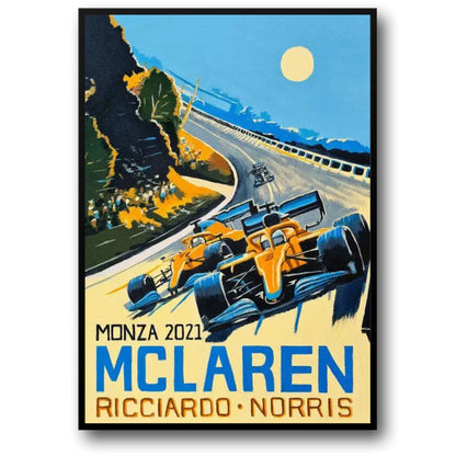 McLaren F1 Poster | Ricciardo & Norris | Sieg in Monza 2021 | Ikonische Formel 1 Momente