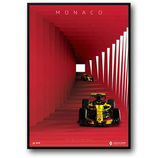 Monaco F1 | Minimalistisch Rood Canvas
