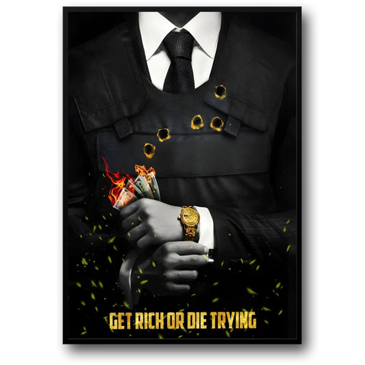 Get Rich or Die Trying Poster  Money and Success Motivational Wall Art | Home Decor | Decoration Poster
