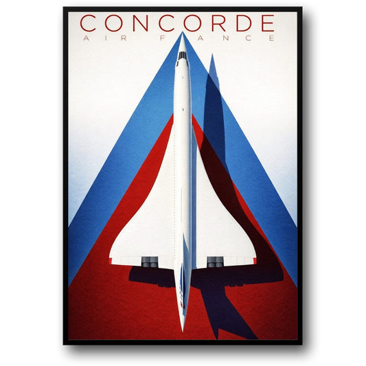 Vintage Concorde Jet | Retro Luchtvaart | Geometrisch Rood Blauw Ontwerp