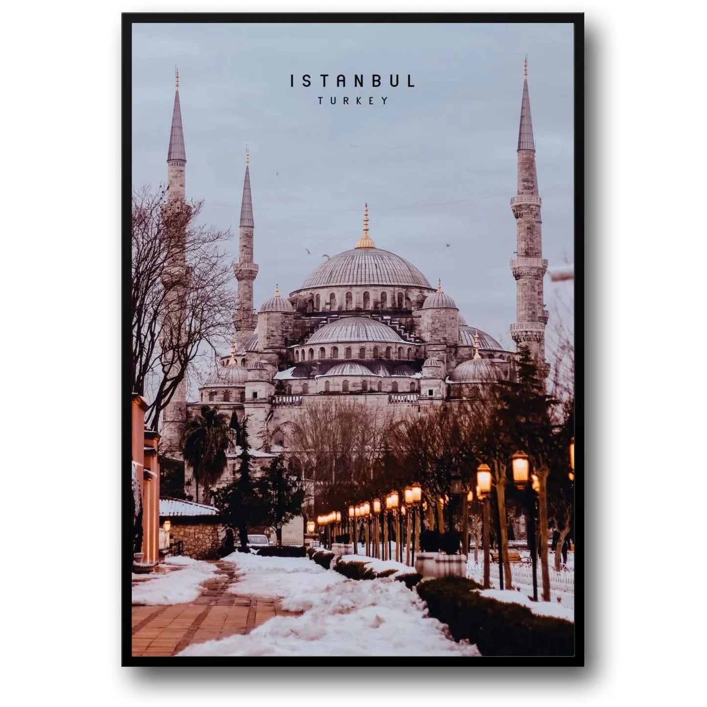 Winteransicht | Sultan-Ahmed-Moschee | Blaue Moschee | Istanbul | Türkei | Poster mit ruhigen Winterlandschaften | Wunderschöne türkische Architektur