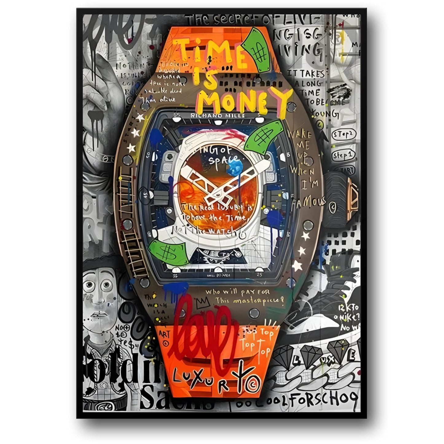 Graffiti Horloge | Richard Mille Geïnspireerd | Moderne Stedelijke Decor