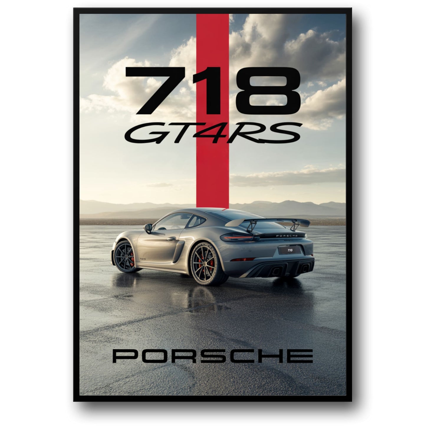 Porsche 718 Cayman GT4 RS Poster, Supercar-Wandkunstdruck, ungerahmt, mattes Papier, mehrere Größen, Automobildekor für Wohnzimmer, Büro oder Männerhöhle, Geschenk für Autoliebhaber