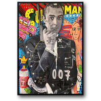 Sean Connery | James Bond | Abstrakte Street-Pop-Art | Graffiti-Leinwandposter | Portrait-Wandkunst | Wohndekor