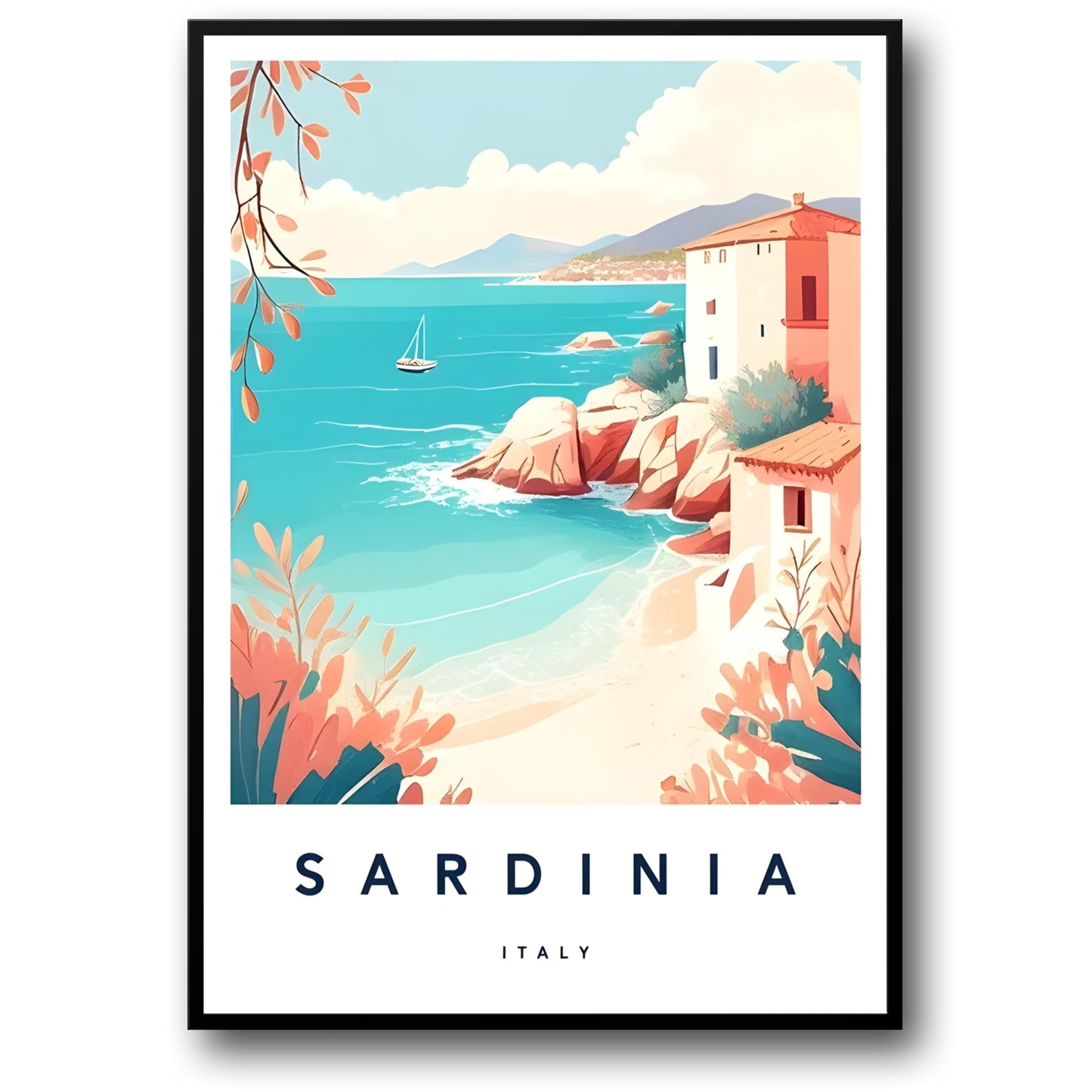 Retro Sardinië Stadsgezicht | Vintage Italië