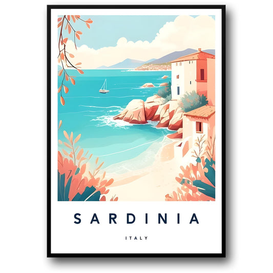 Retro Sardinië Stadsgezicht | Vintage Italië