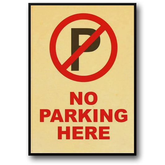 Vintage No Parking Warning | Rustic Metal Look Poster | Caution Sign for Home or Office Decor
